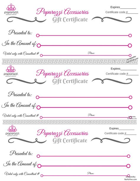 Free Printable Paparazzi Gift Certificate